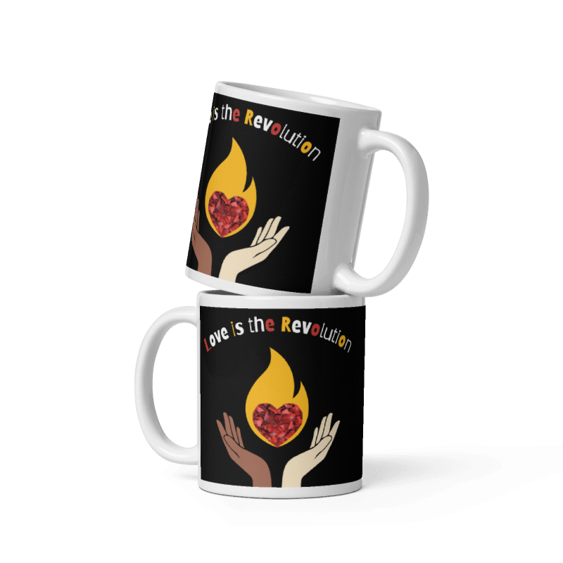 Product luvflame mug: love is the revolution – spread the light